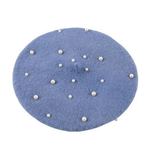 将图片加载到图库查看器，Modern Art Wool Baby Hat with Pearls Cat Candy Color Retro Baby Girl Cap Kids Beret Hats for Girls
