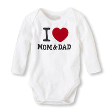 Load image into Gallery viewer, Baby Boys Girls Romper Cotton Long Sleeve Letter Print I Love Mom &amp; Dad Jumpsuit In Modern Design
