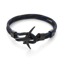 Load image into Gallery viewer, Elegant Modern Fashion Black Anchor Luxury Bracelets For Men And Women Charm Rope Chain Couple Bracelet Metal Airplane Leather Hooks Homme Jewelry
