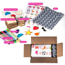 Load image into Gallery viewer, 100Pcs Baby Wooden Drawing Toys Painting Stencil Templates Coloring Board Children Creative Doodles Early Learning Education Toy
