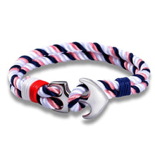 将图片加载到图库查看器，Stainless Steel Anchor Bracelets Luxury For Men Nautical Survival Rope Chain Paracord Bracelet Male Wrap Metal Sport Hooks
