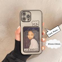 将图片加载到图库查看器，Ultra-light Transparent Photo Card Pocket Wallet Case For iPhone 13 11 12 14 Pro Max XS XR X 8 7 6S Plus Plating Cute Bear Rabbit Soft Phone Cover Cute Case with Card Holder Soft Cover
