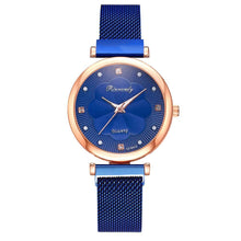 将图片加载到图库查看器，Fashion Set Women Watches Luxury Magnet Buckle Flower Rhinestone Watch Ladies Quartz Wrist Watch  WIth Bracelet In Set For Women and Girls
