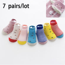 将图片加载到图库查看器，6 Pairs Cotton Baby 's Non-slip Boat Low Cut Floor Socks With Rubber Grips For Boys &amp; Girls Sock
