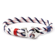 Load image into Gallery viewer, Men Bracelet Stainless Steel Anchor Bracelets Trendy Nautical Survival Nylon Rope Chain Armband Women Paracord Charm Bracelet

