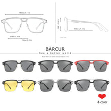 Load image into Gallery viewer, BARCUR Polarized Men’s Sunglasses – Fashionable Square Stainless Steel Frame UV400 Protection Anti-Reflective Outdoor Sports &amp; Driving Eyewear – Original Design Casual Style with Premium Polycarbonate Lenses
