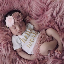 Load image into Gallery viewer, Modern New Baby Girls Outfits for 1st First Birthday Party Romper and Headband 3Pcs Suit For Girls
