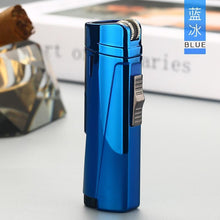 将图片加载到图库查看器，NEW Modern Luxury Grinding Wheel Three Torch Turbo Lighters For Cigarettes Accessories Cigar Smoking Lighters New Metal Design
