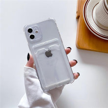 Load image into Gallery viewer, Transparent Wallet Case For iPhone 14 13 12 Pro Max Mini  Shockproof Cover with Card Slots Pockets Slim Fit Thin Protective Soft Shock-Absorbing Lightweight Wallet Case
