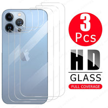Load image into Gallery viewer, 3Pcs Tempered Back Glass For iPhone 13 Pro Max Mini Protective Screen Protector Glass Film For iPhone 13 12 11 14 Pro XS Max XR Temper Film Premium HD Clarity Anti-Fingerprint/Scratch Back Protector

