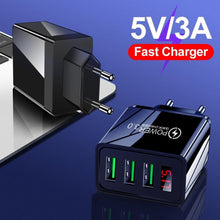 Load image into Gallery viewer, Portable Fast Quick Charge 3.0 LED Display 3 USB Charger 3A Fast Charging Mobile Phone Modern Black And White Chargers Adapter

