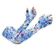 Load image into Gallery viewer, 2pcs Sport 5-finger Arm Sleeves One Size Compression Long Arm Cover Cycling Running Fishing Climbing Arm Cover Outdoor Sport Sun UV Protection Ice Cool Sleeves Comfortable Men Long Arm Covers
