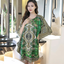 将图片加载到图库查看器，Plus Size Nightgown Sleepwear Women's Summer Nightwear Robe Lady Sexy Nightdress Silk Rayon Loose Bathrobe Gown Home Dress
