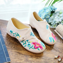 Load image into Gallery viewer, Veowalk Morning Glory Flower Embroidered Women's Canvas Ballet Flats Ladies Casual Comfort Denim Cotton Embroidery Shoes
