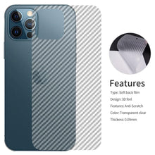 将图片加载到图库查看器，Back Screen Protective Film Carbon Fiber Skin Transparent Screen Guard Sticker Carbon Fiber Transparent Film For iPhone 14 13 12 Mini 11 Pro X XR XS Max SE3 7 8 Plus Phone Back Screen Protector Sticker
