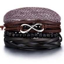 将图片加载到图库查看器，BOHO Tibet Stone Feather Multilayer Leather Bracelet Eye Fish Charms Beads Bracelets For Men Vintage Punk Wrap Wristband Cool Jewelry
