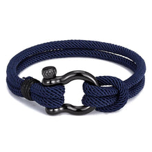 将图片加载到图库查看器，Modern Elegant Rope Luxury Navy Style Camping Bracelet For Men And Women With Black Stainless Steel New Fashion
