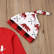 Load image into Gallery viewer, Casual New Baby Boy/Girl  First Christmas printed Clothes Romper Trousers Hat Outfit Set
