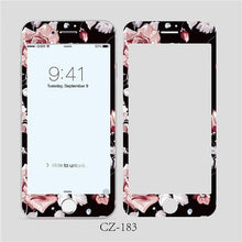 将图片加载到图库查看器，3D Curved Edge Tempered Glass for iPhone 6 6s 7 8 Plus Fashion Flowers Pattern Screen Protector Protective Film Tempered Glass Screen Protector Designed for iPhone
