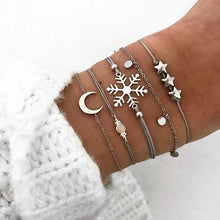 Load image into Gallery viewer, Fashion Bohemia Leaf Round Knot Cuff Bangle Gold Chain Charm Bracelet  for Women Simple Geometric Bracelets Luxury Jewelry
