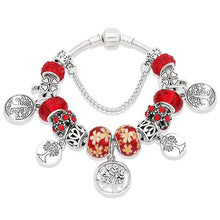 将图片加载到图库查看器，Elegant Modern Amazing Fashion New Luxury Silver Tree of Life Fashion Bracelet Green Leaf Crystal Charm Bracelet
