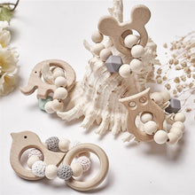 将图片加载到图库查看器，Modern Baby Silicone Wooden  Nursing Bracelets Wood Teether Silicone Beads Teething Wood Rattles Toys for Baby
