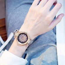 将图片加载到图库查看器，Women Elegant Popular Watch Set Starry Sky Ladies Bracelet Watch Casual Leather Sports Quartz Wristwatch For Women and Girls
