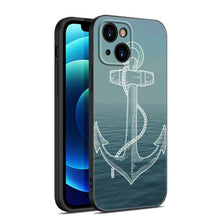 将图片加载到图库查看器，Anchor Boat Ship Wheel Phone Case For iPhone 13 12 Mini 11 Pro XS Max XR X 8 7 6S 6 Plus 5S 5 SE 2020 Black Cover Custom Anchor Hard Back Cover Case
