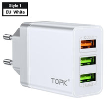 Load image into Gallery viewer, Black Dual Port Quick Charge 3.0 USB Charger QC 3.0 Fast Charging Multi Charger Portable Travel Wall Modern Phone Charger
