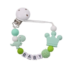 Load image into Gallery viewer, Lemon Comeon Baby's NamePacifier Clips Holder Dinosaur Silicone Beads Teething Chain for Baby
