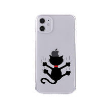 将图片加载到图库查看器，Cute Cartoons Black Cat Transparent Phone Cover For Iphone 14 14promax 14plus 13promax 13 12 11 Shockproof Clear Phone Case Adorable Soft Girls Print Cat Design Clear Cute Flexible Silicone Phone Case
