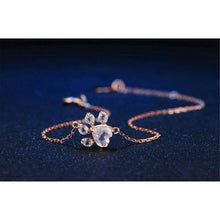 将图片加载到图库查看器，Elegant Wedding Jewelry Modern Dog Cat Paw Bear Claw Pink Heart AAA Cubic Zircon Rose Gold Chain Link Luxury Bracelets For Women Party Jewelry Gift
