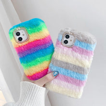 Load image into Gallery viewer, Fashion Lady Gift Case for iPhone 14 13 12 XS Max XR X 11 Pro Max SE Furry fluffy Warm Cover for iPhone 6 7 8 Plus Phone Case Fashion Fluffy Fur Protective Back Cover
