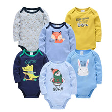 将图片加载到图库查看器，3/6 PCS Kavkas Cotton Baby Bodysuit Long Sleeve Set for Newborn Boys &amp; Girls 0–12 Months
