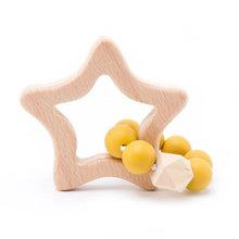 Load image into Gallery viewer, Wooden Teether Hedgehog Crochet Beads Wood Crafts Ring Engraved Bead Baby Teether Wooden Toys For Kids Rattle
