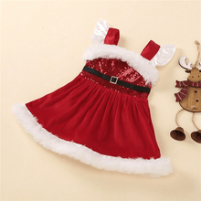 将图片加载到图库查看器，Baby Girls Christmas Romper Dress Fly Sleeve Sequins Romper Dress for Kids Toddler Girls Dresses For Girl In Elegant Christmas Style
