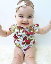 将图片加载到图库查看器，Luxury Modern Cute Floral Romper Baby Girls Clothes Jumpsuit Romper Headband Toddler Dress With Bow For Girls
