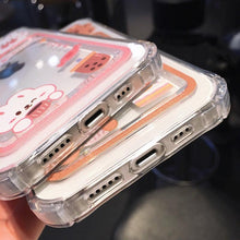 Load image into Gallery viewer, Orange Cute Cartoon Bear Rabbit Clear Phone Case For iPhone 14 Pro Max 13 12 11 X XR XS 7 8 Plus Card Holder Wallet Shockproof Cover Cartoon Soft iPhone Case

