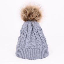 将图片加载到图库查看器，Winter Warm Baby Hat Fur Pompom Knitted Baby Hat Cap Infant Toddler Kids Hat Beanie In Modern Designer Style
