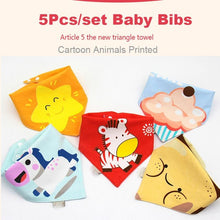 将图片加载到图库查看器，Fashion Modern 5PCS/SET Baby Triangle Double Cotton Bandana Feeding Bibs For Baby Boys/ Girls Baby Kids
