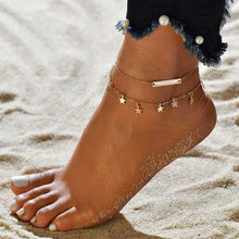 Load image into Gallery viewer, Gold Metal Shell Coconut Tree Female Anklets Barefoot Sandals Foot Summer Double Layers  Foot  Bracelets Leg Jewelry
