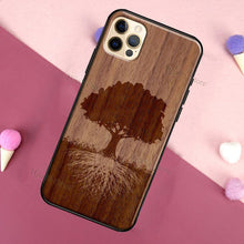 Load image into Gallery viewer, Vintage Tree Flower Bamboo Wood Case For iPhone Pro Max 12 13 min SE For iPhone 13 Shockproof Wooden Texture Protective Cover Unique &amp; Classy Wooden Case
