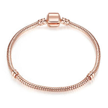 Load image into Gallery viewer, Luxury Modern High Quality Authentic Silver Color Snake Chain Fine Bracelet Fit European Charm Bracelet for Women With Heart and Star
