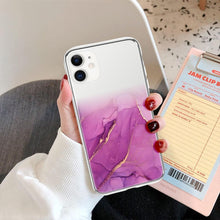 Load image into Gallery viewer, Luxury Marble Transparent Phone Case For iPhone 11 12 Pro XS Max X XR 7 8 Plus Soft Silicone Shockproof Cover  Green Marble Design Gold Sparkly Glitter Protective Stylish Slim Thin Cute Case for Phone
