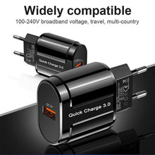 Load image into Gallery viewer, Fast Portable Quick 3.0 USB Charging Powerful Charger EU US Wall Mobile Phone Charger Adapter
