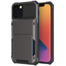 Load image into Gallery viewer, Blue Men Card Holder Hidden Pocket Phone Case Dual Layer Bumper Armor Protective Cover For iPhone 14 13 Pro Max 13 Mini 13 Pro Card Slots Wallet Case Cover Slide Armor Wallet Card Slots Holder for iPhone 13
