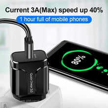 Load image into Gallery viewer, Black 3A Quick Charge 3.0 USB Charger EU Wall Mobile Phone Charger Adapter QC3.0 Fast Charging
