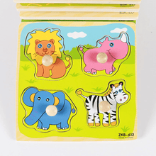 Load image into Gallery viewer, New Hand Grab Board Wooden Puzzle Toys for Children Cartoon Animal Fruit  Kids Baby Early Educational Learning Toy
