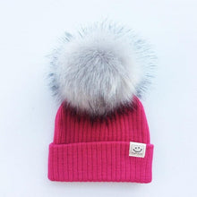 将图片加载到图库查看器，Winter Baby Boy Girl Artificial Pompom Knitted Hat Toddler Kids Caps With Pompon for Newborn
