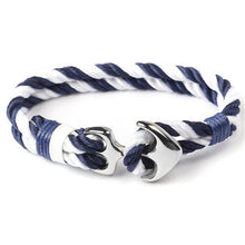 Load image into Gallery viewer, Men Bracelet Stainless Steel Anchor Bracelets Trendy Nautical Survival Nylon Rope Chain Armband Women Paracord Charm Bracelet
